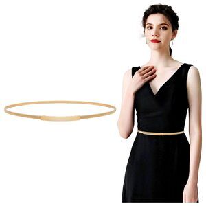 Women Skinny Metal Waist Belt Gold Waistband Elastic Metal Chain Waist Belt🫵